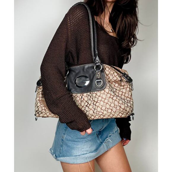 Guess Monogram Canvas Shoulder Bag - Picture 4 of 9